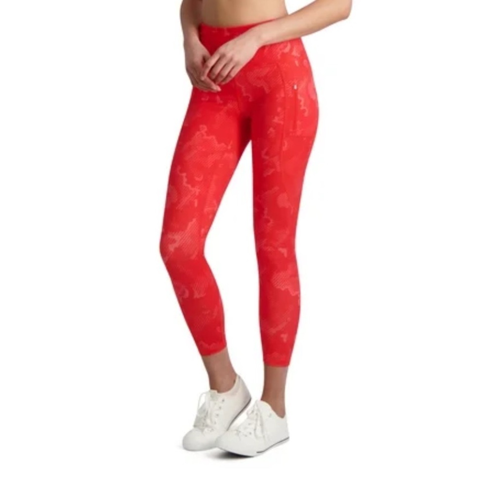 Reebok Red and White Logo High Rise 7/8 Leggings NWT